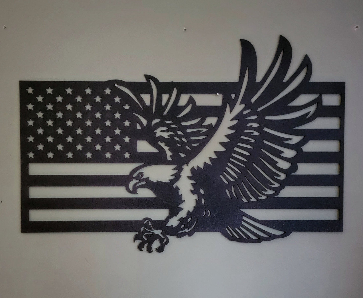 US Flag with Bald Eagle Metal Art