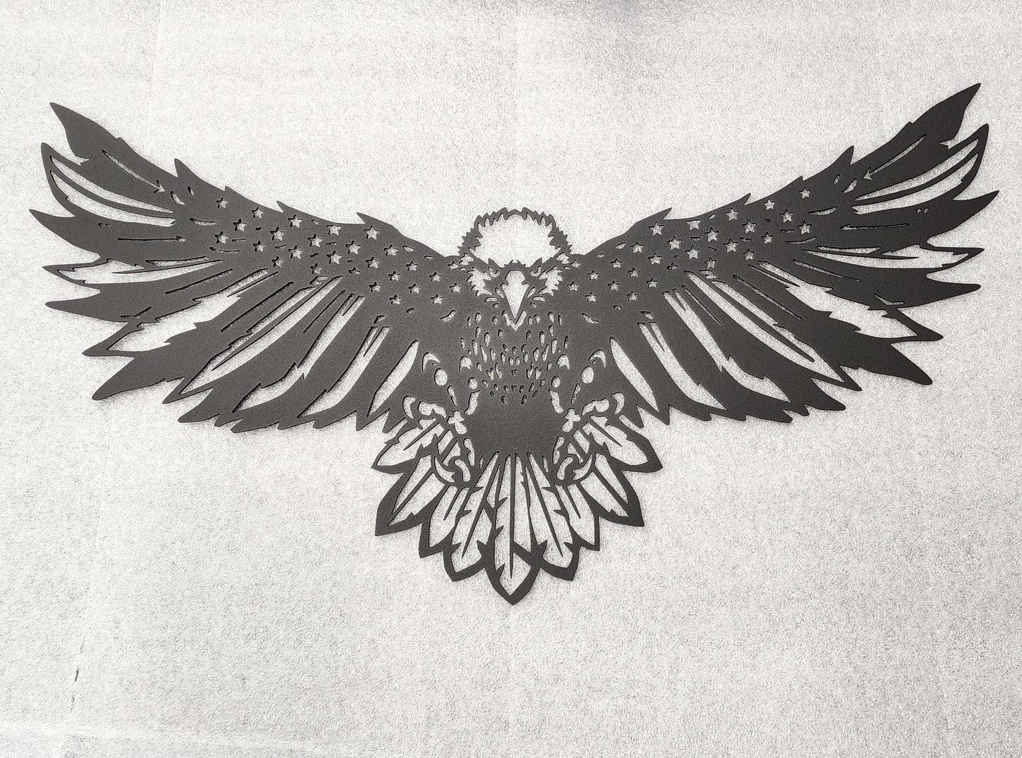 Patriotic Spread Eagle with Stars - Powder Coated Matte Black
