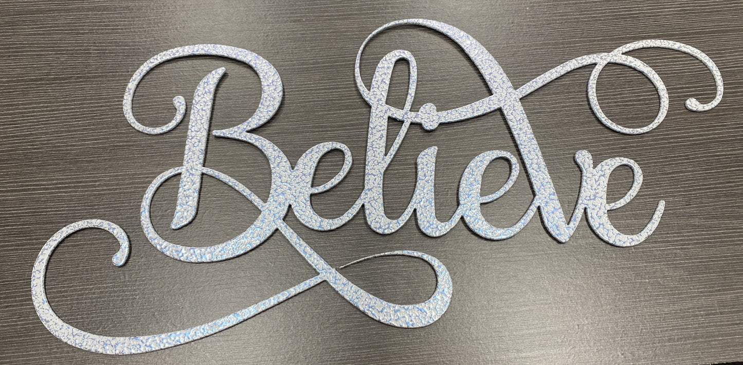 Believe script wall hanging