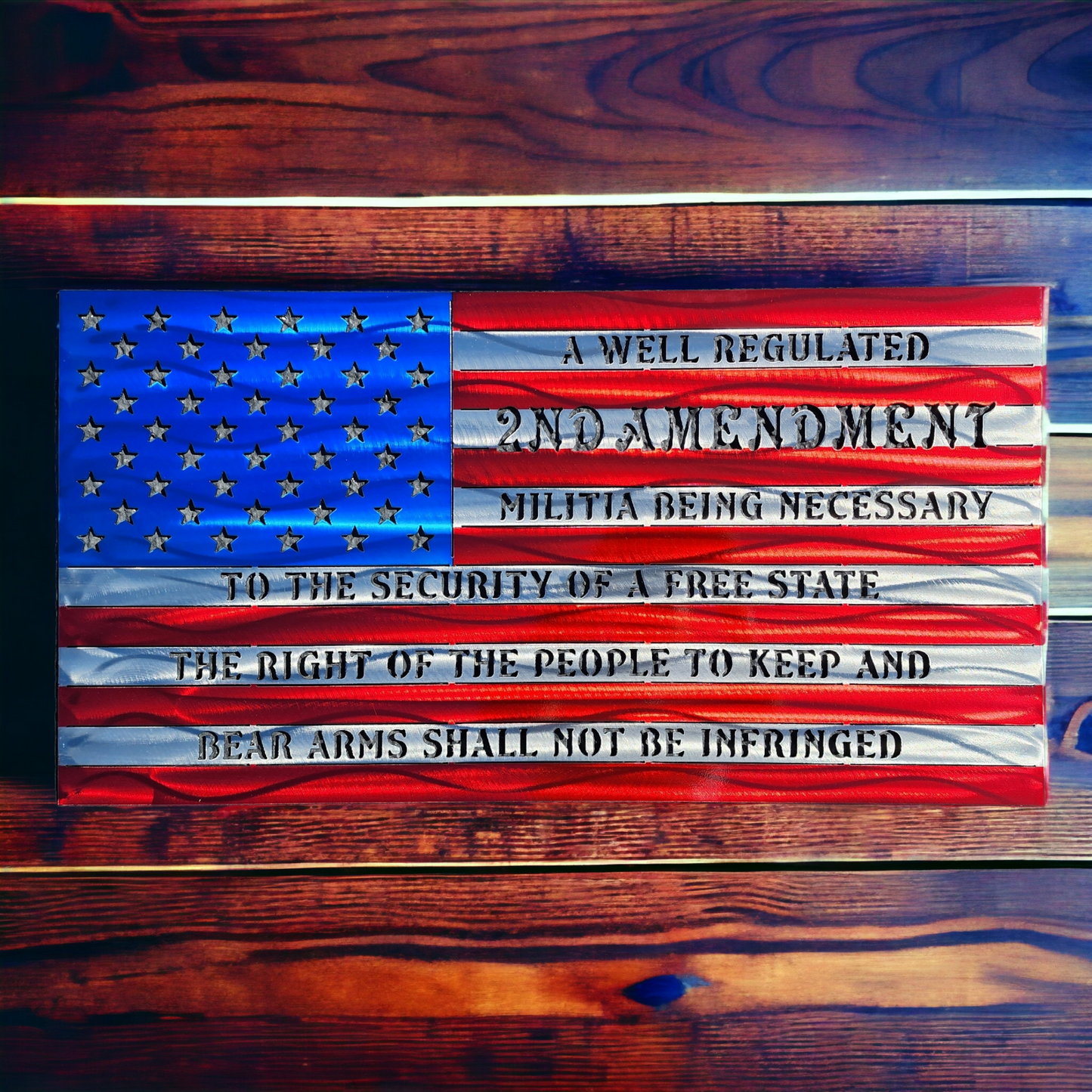 United States of America metal Flag with 2nd Amendment