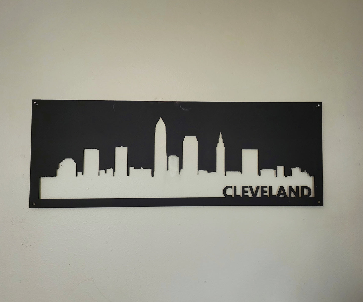 Cleveland Ohio Cityscape Metal Wall Hanging - Cleveland Skyline silhouette