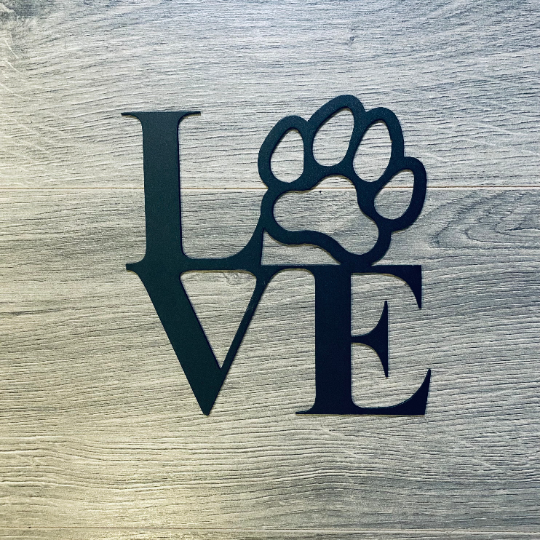 LOVE Paw Print Metal Sign