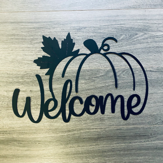 Welcome Metal Pumpkin - Fall Metal Wall Art | Pumpkin Metal Sign