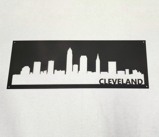 Cleveland Ohio Cityscape Metal Wall Hanging - Cleveland Skyline silhouette