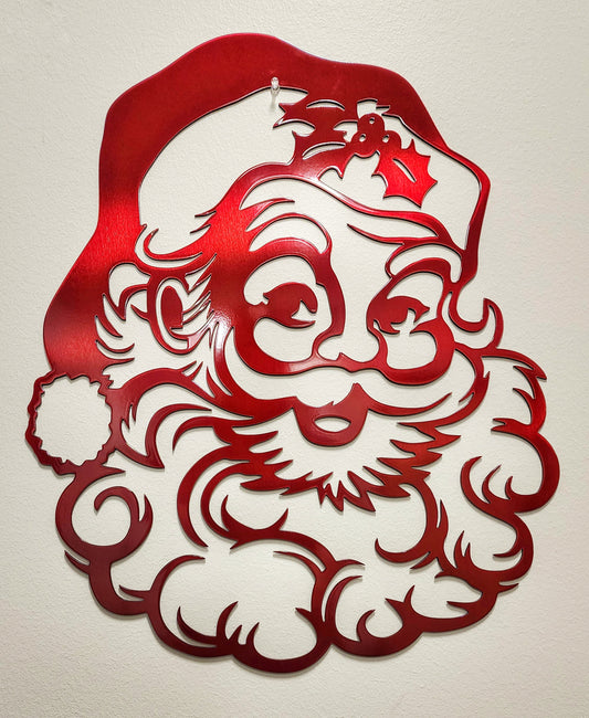 Candy Red Metal Santa Clause Sign, Jolly Saint Nick, Santa Wall Hanging, Christmas Sign, Holiday Decor, Christmas decor
