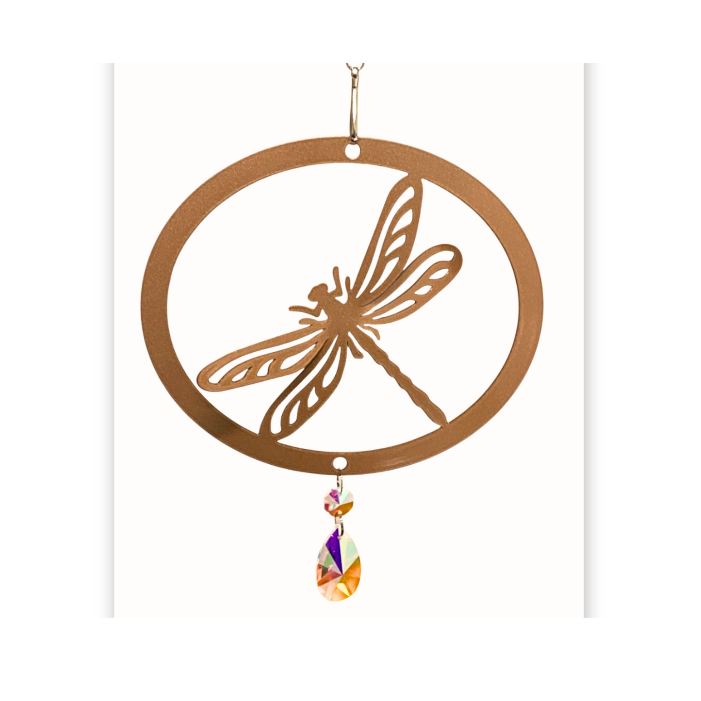 Dragonfly Spinner-Metallic wings, sparkling crystal and gentle motion for your garden