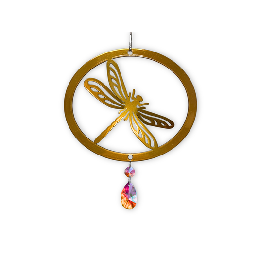 Dragonfly Spinner-Metallic wings, sparkling crystal and gentle motion for your garden