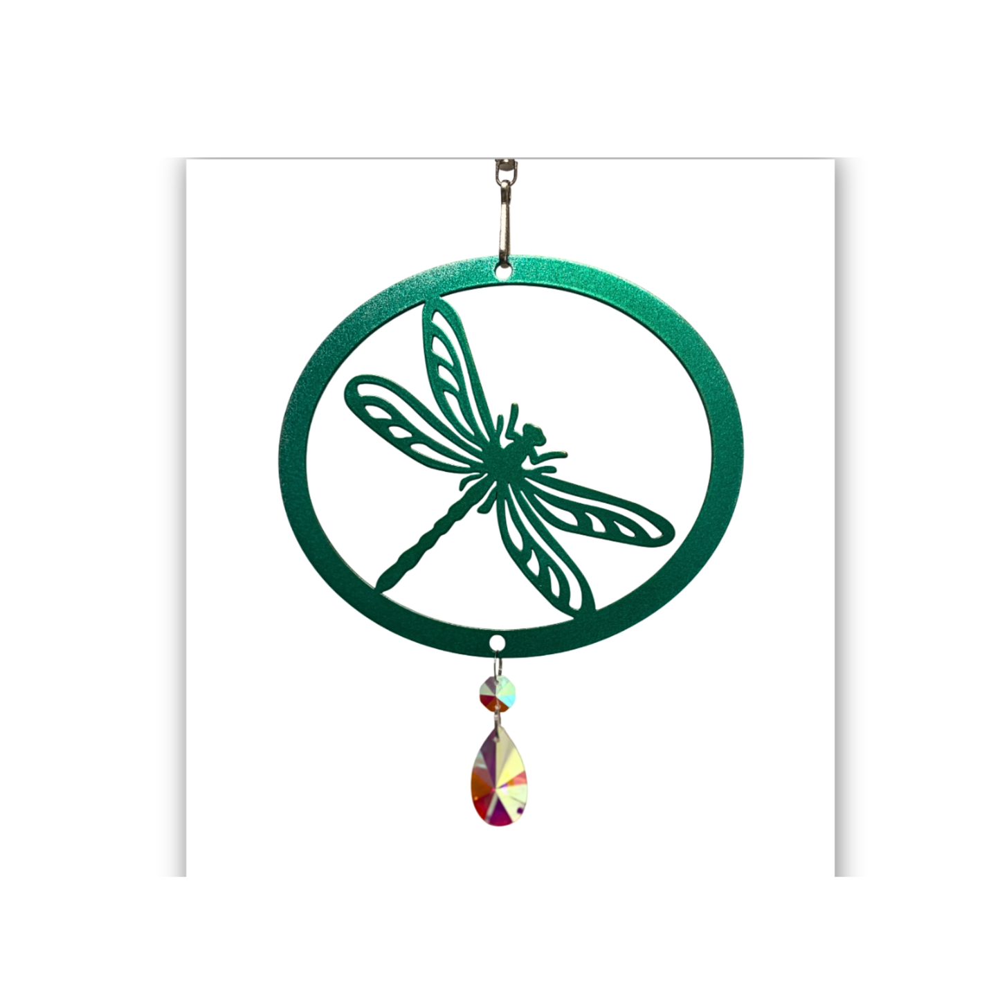 Dragonfly Spinner-Metallic wings, sparkling crystal and gentle motion for your garden