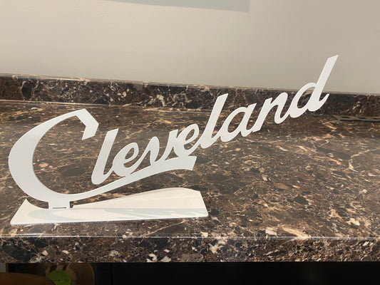 Cleveland Script Sign - Free Standing Desk Decor
