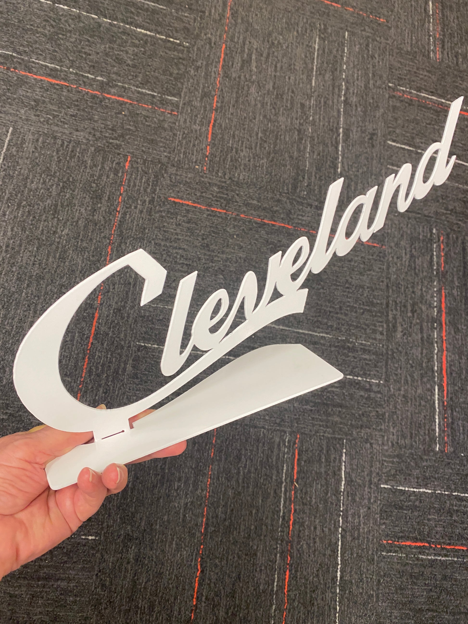 Cleveland Script Sign - Free Standing Desk Decor – Lakeview Metals