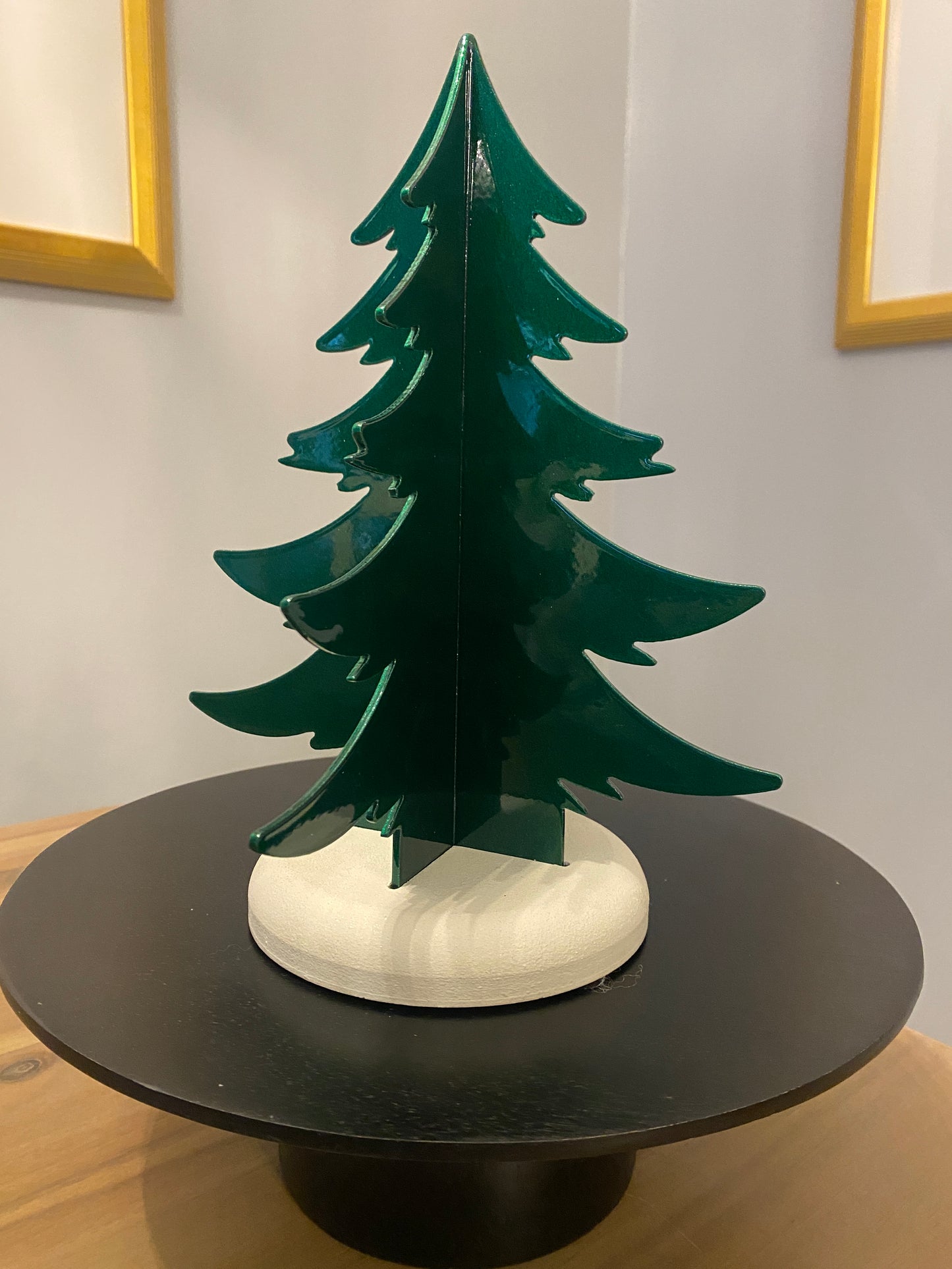 Festive Green Tabletop Christmas Tree with Glitter Base