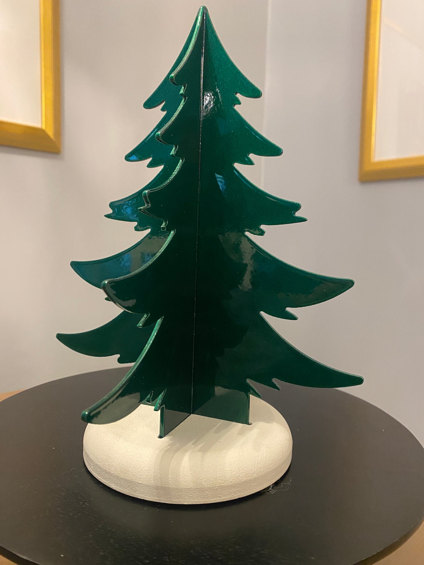 Festive Green Tabletop Christmas Tree with Glitter Base