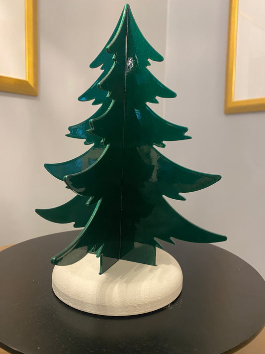 Festive Green Tabletop Christmas Tree with Glitter Base