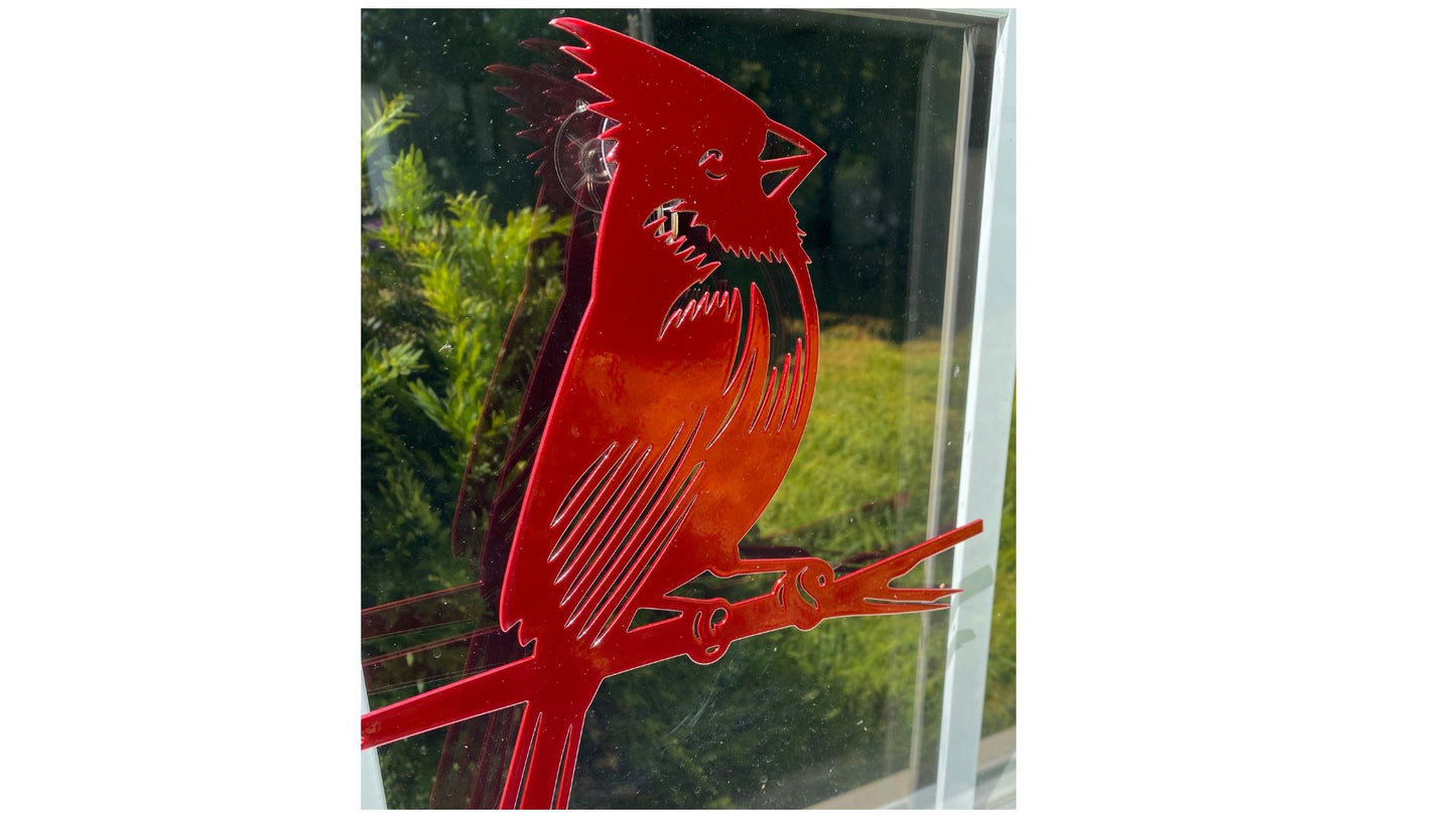 Red Metal Cardinal Window Decoration
