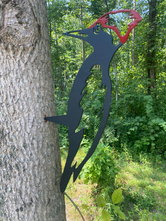 Metal Woodpecker Tree Decor