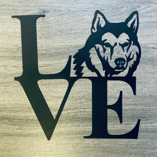LOVE Husky Dog Metal Sign
